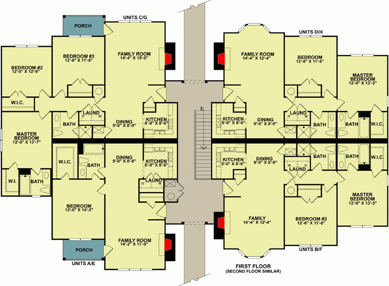 8 Unit Apartment Complex 83143DC Architectural Designs House Plans