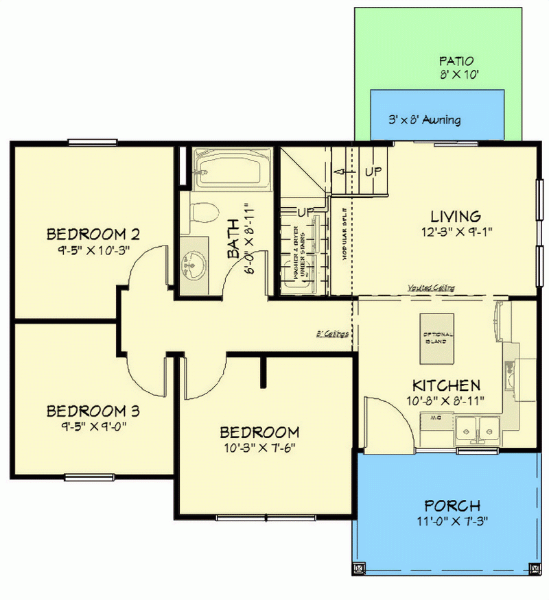 800 Square Foot ADU Country Home Plan With 3 Beds 430829SNG 