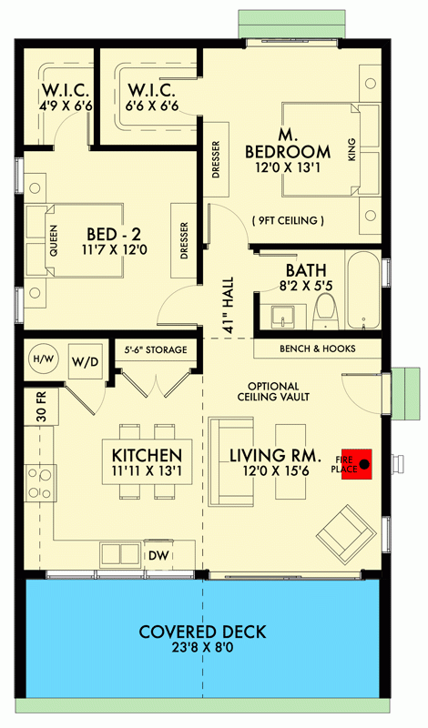 900 Square Foot Contemporary 2 Bed House Plan With Indoor Outdoor