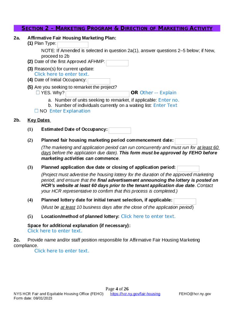 Affirmative Fair Housing Marketing Plan AFHMP Long Doc Template 