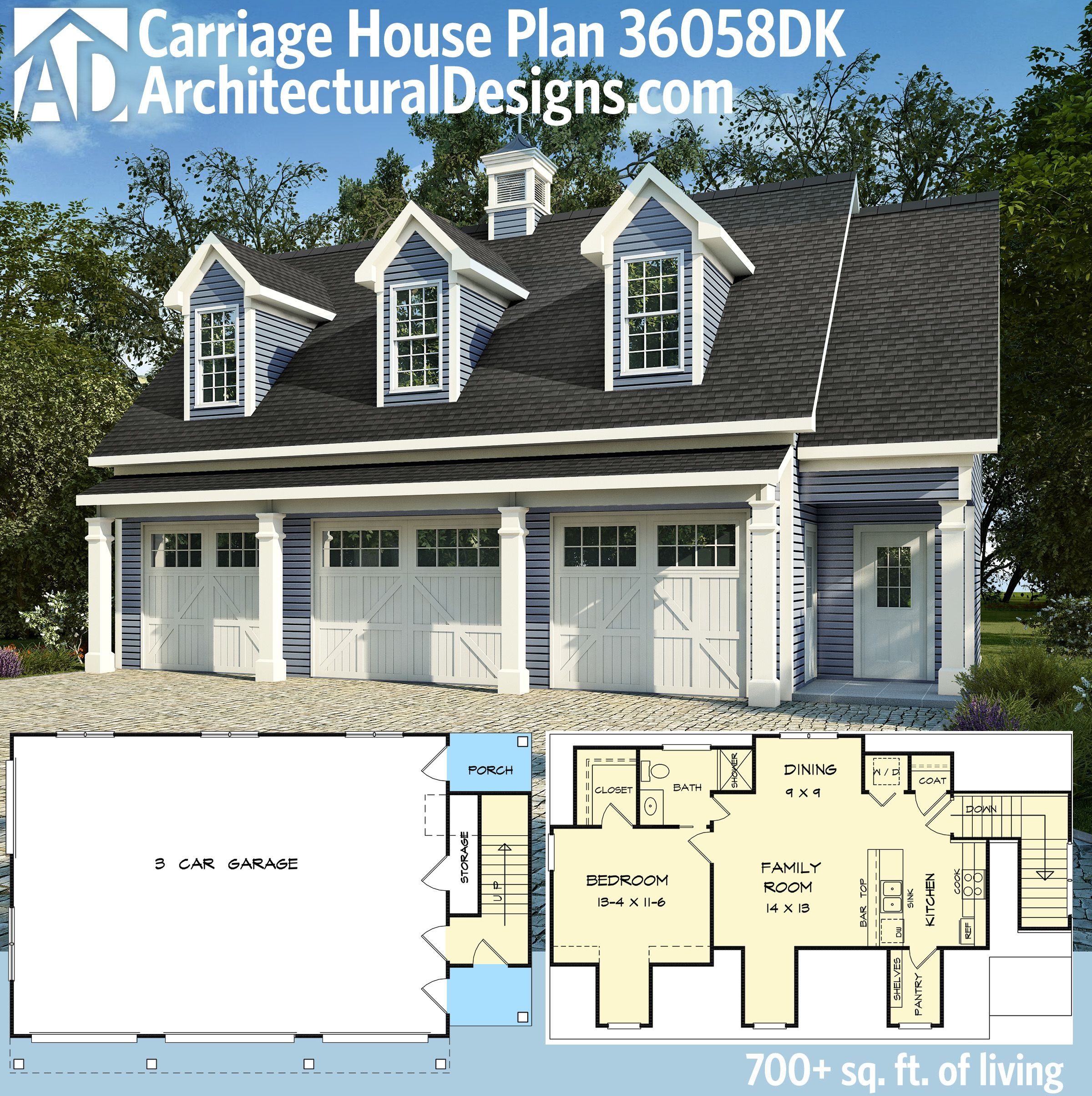 Architectural Designs Carriage House Plan 36058DK Makes A Great In law 