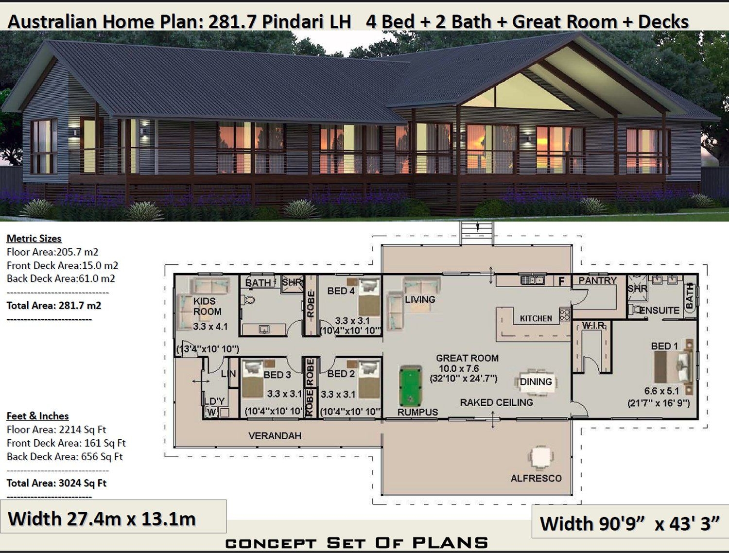 Australian Country Homes 281 7m2 LH Pindara Design Preliminary 