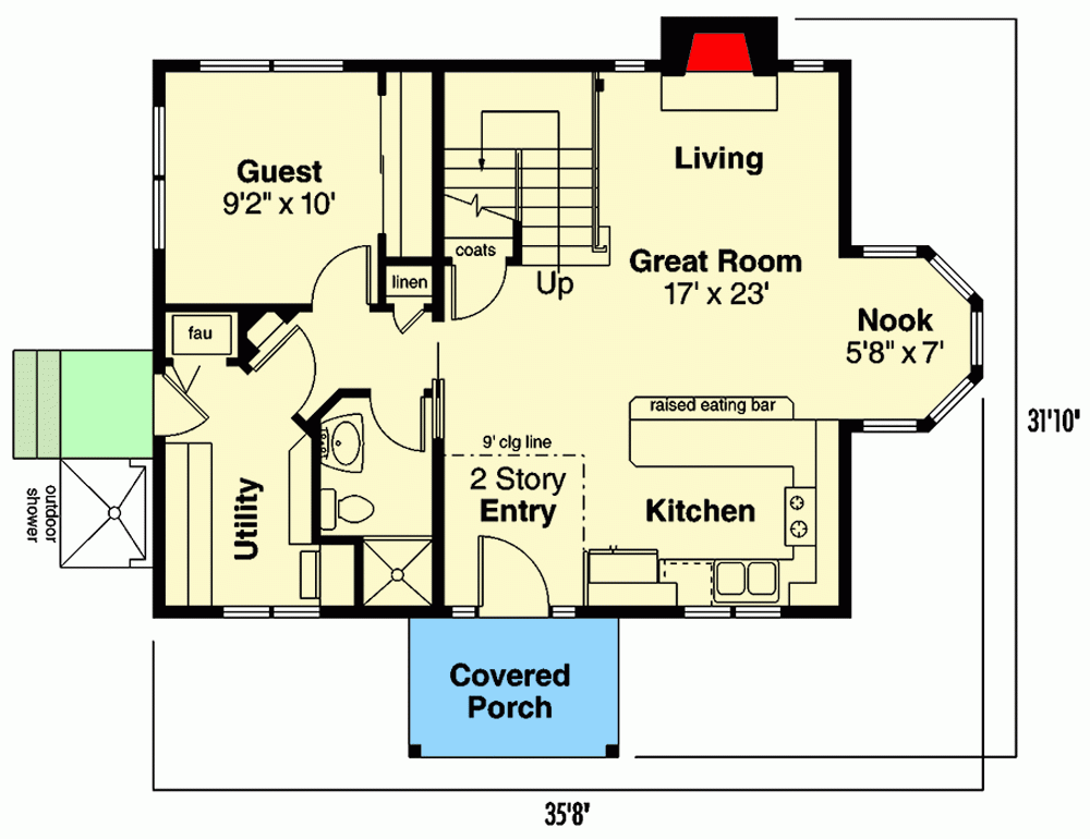 Barn Like 2 Story House Plan With Vaulted Second Floor 1371 Sq Ft 