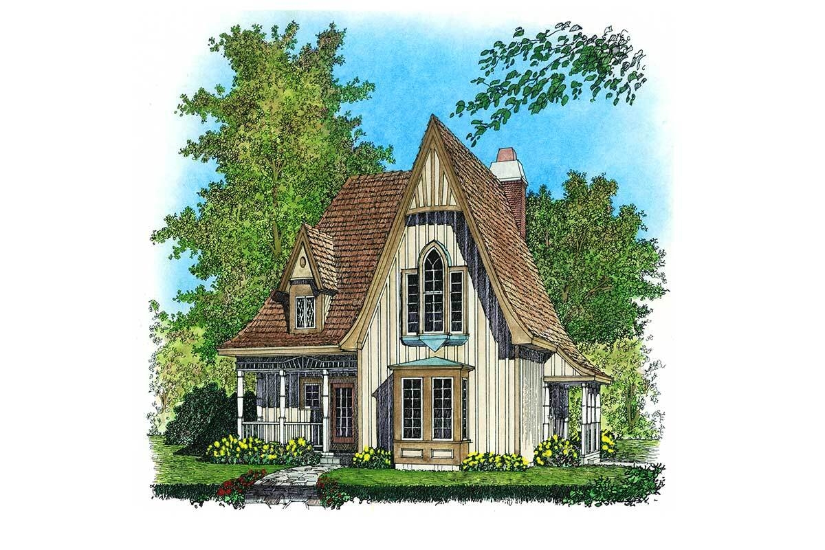 Charming Gothic Revival Cottage 43002PF Architectural Designs 