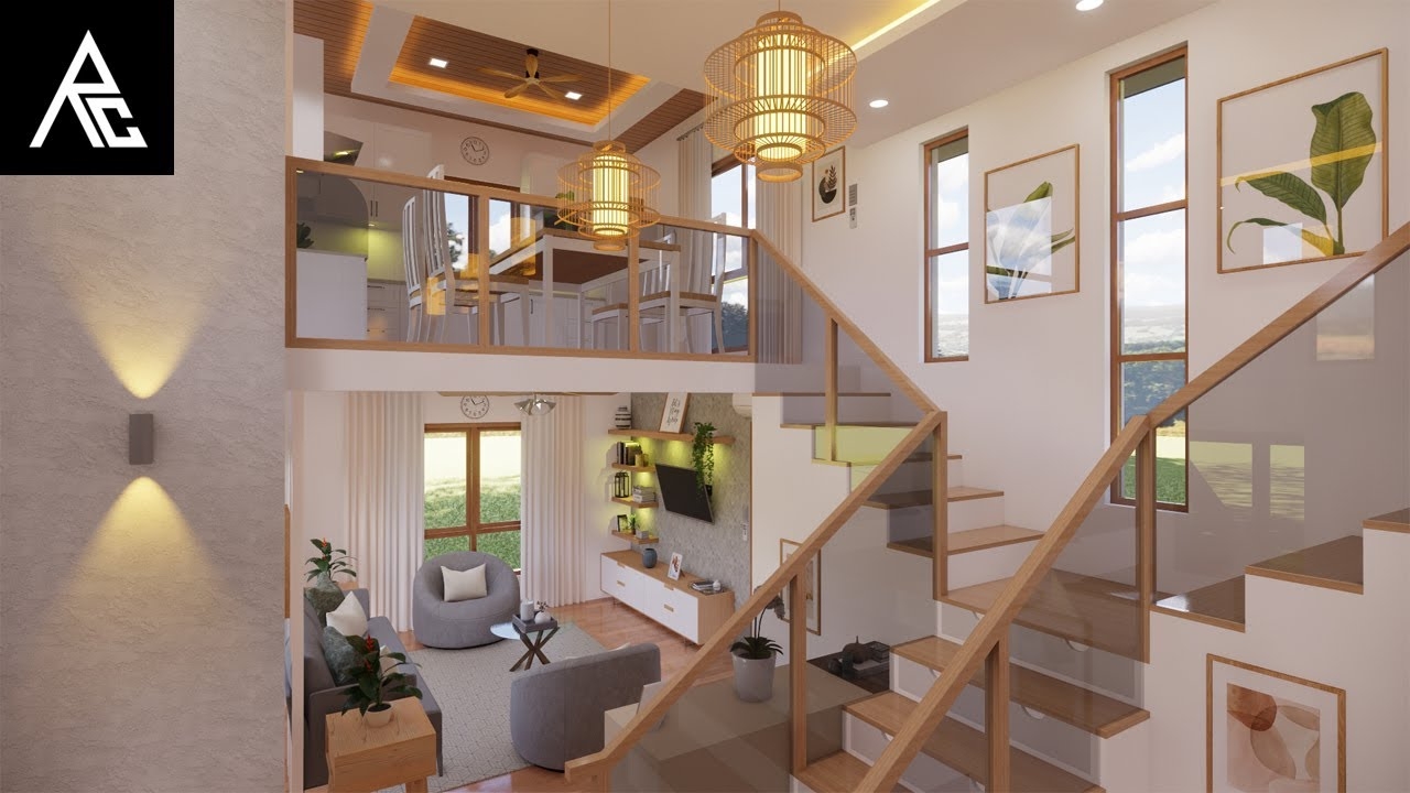 Classy 2 Bedroom Loft Type Tiny House Design Idea 4x12 Meters Only