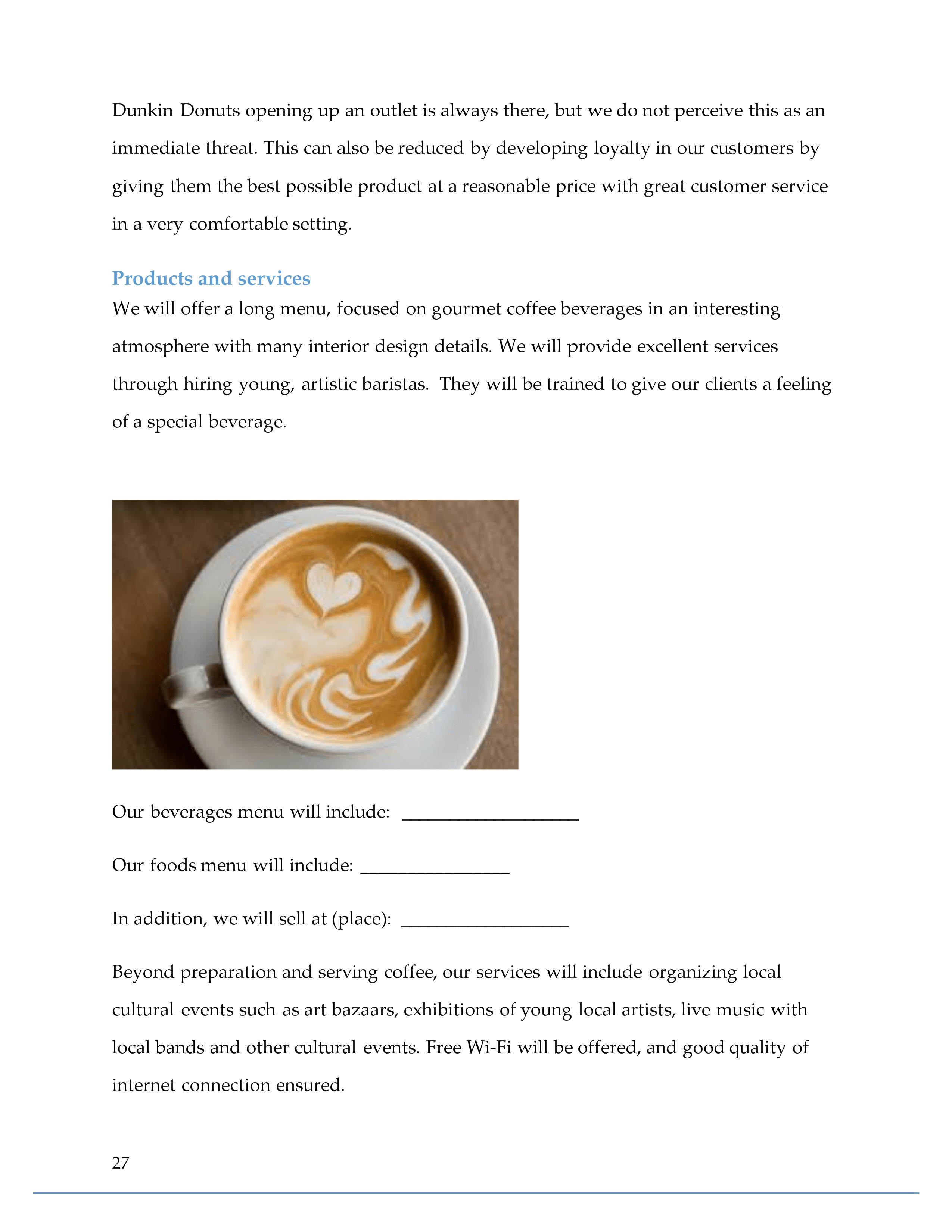 Coffee Shop Business Plan Sample Pages Black Box Business Plans