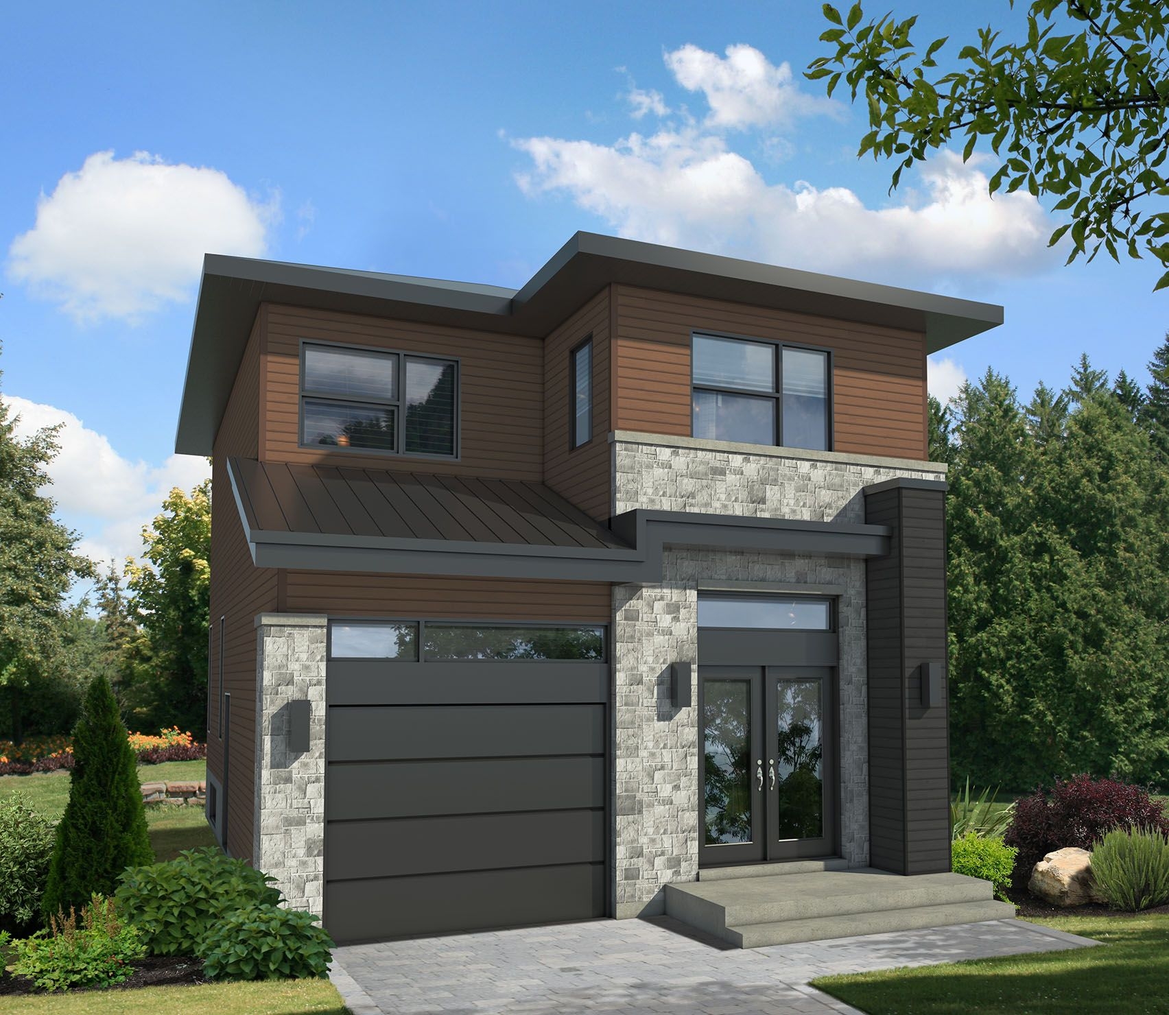 Compact Two Story Contemporary House Plan 80784PM Canadian Metric