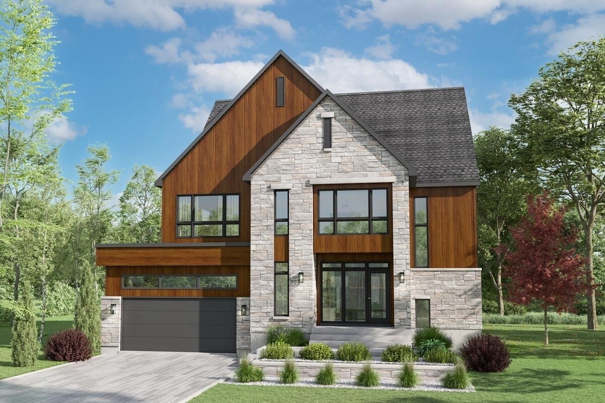 Contemporary 2 Story Lake House Plan With Open Concept Layout