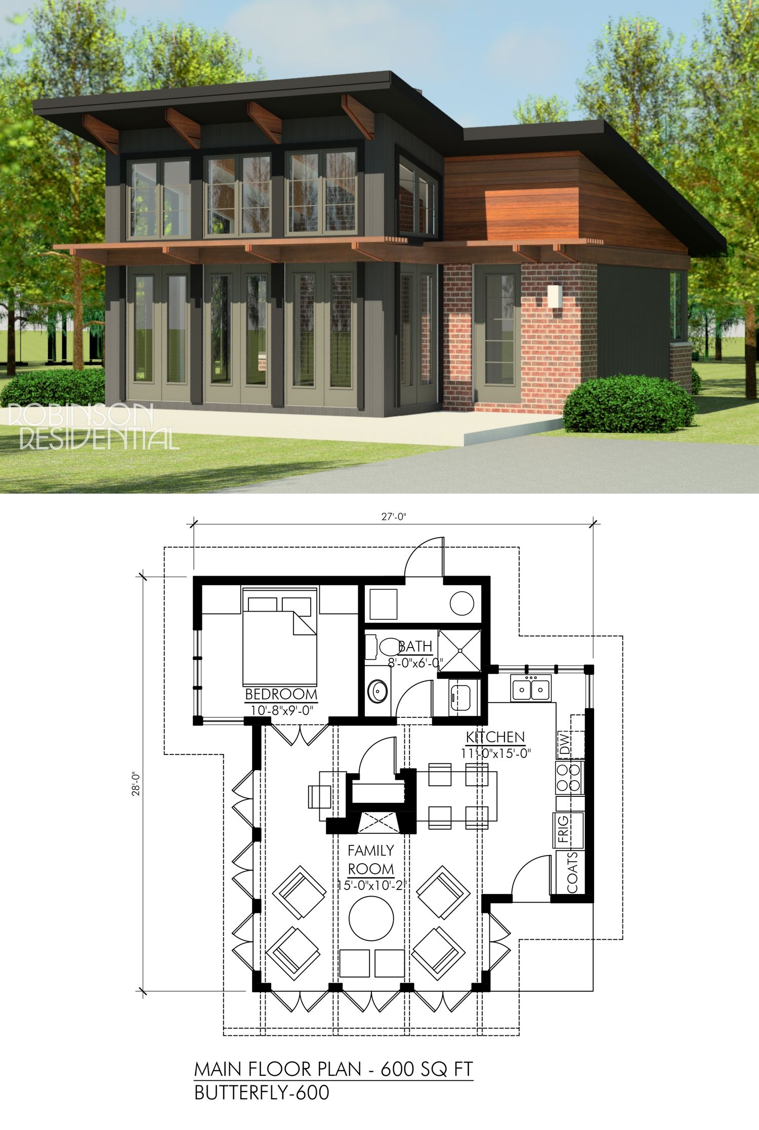 Contemporary Butterfly 600 Robinson Plans House Plan With Loft