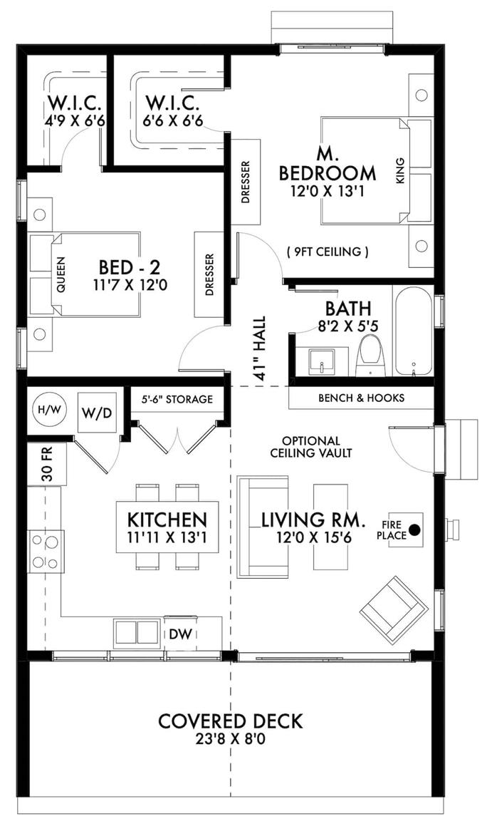 Contemporary Home Plan 2 Bedrms 1 Baths 900 Sq Ft 211 1022