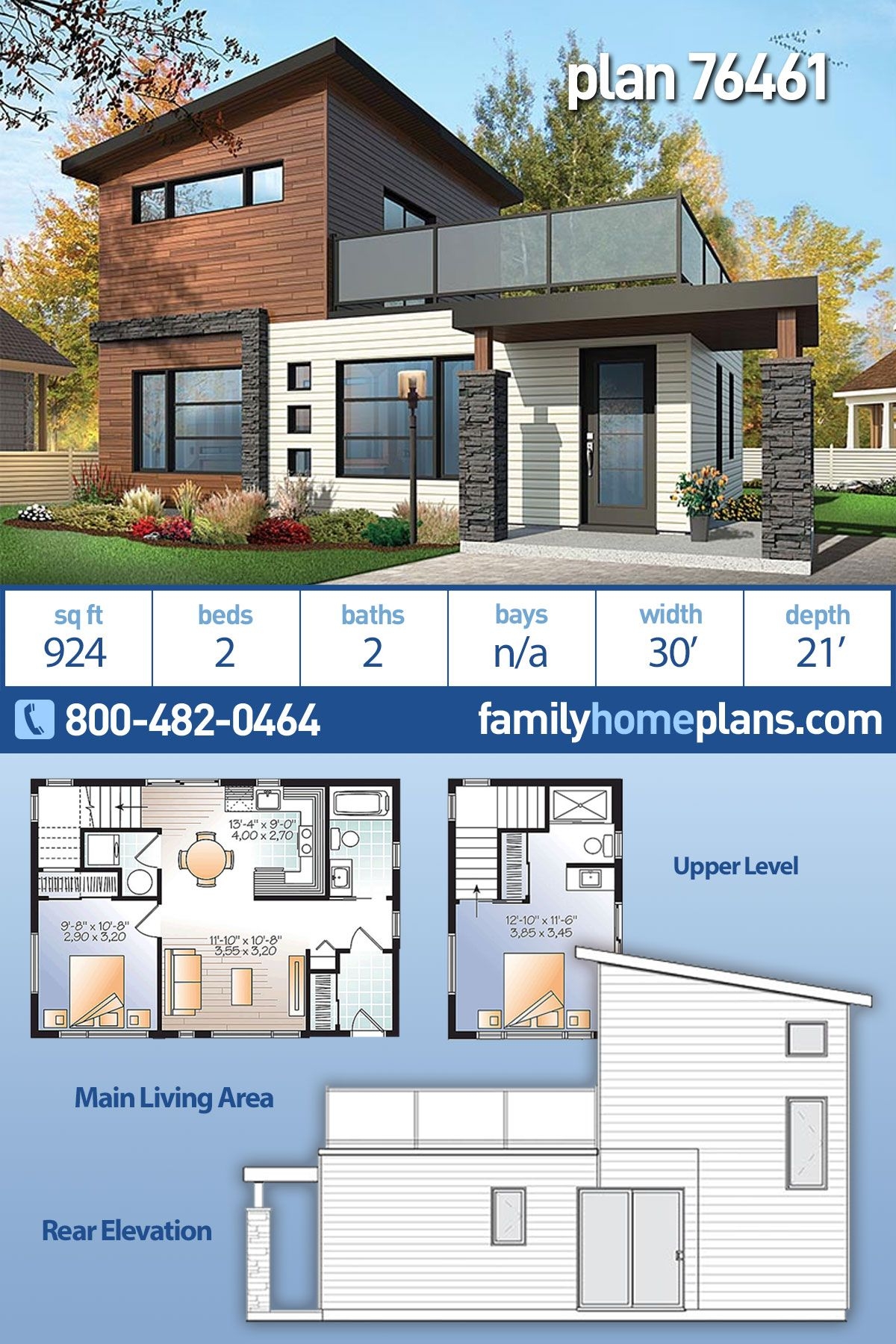 Contemporary Modern House Plan 76461 With 2 Beds 2 Baths Modern 