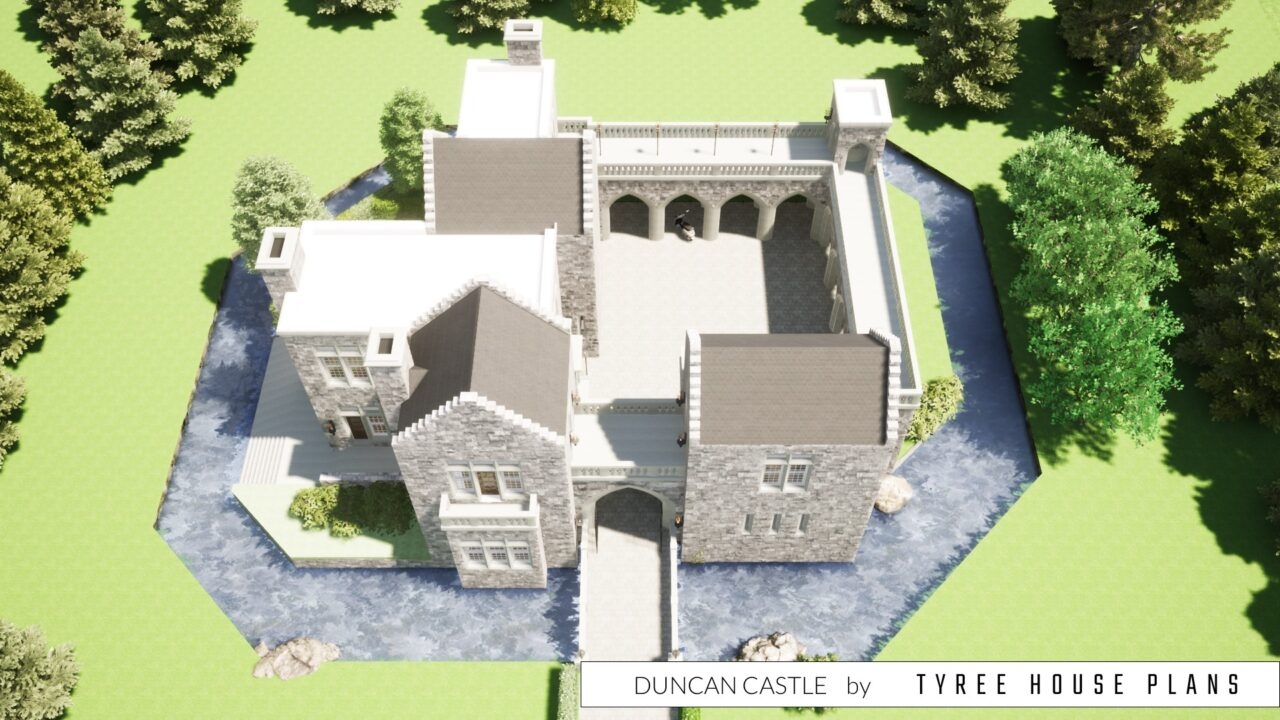Courtyard Castle Plan With 3 Bedrooms Tyree House Plans