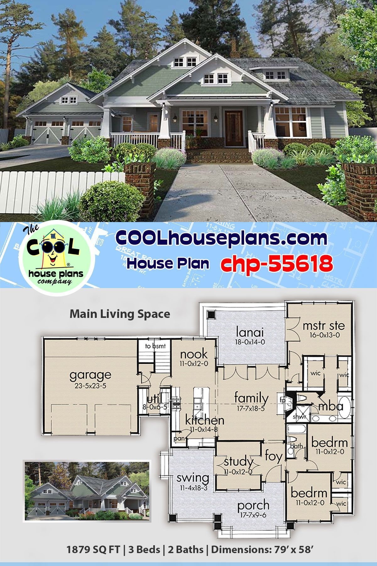 Craftsman Bungalow Home Plan Chp 55618 At COOL House Plans Arts And 