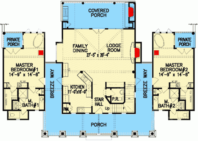 Dual Master Bedrooms 15705GE Architectural Designs House Plans