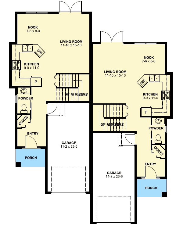 Duplex House Plan For The Small Narrow Lot 1421 Sq Ft 3 Bedroom Units