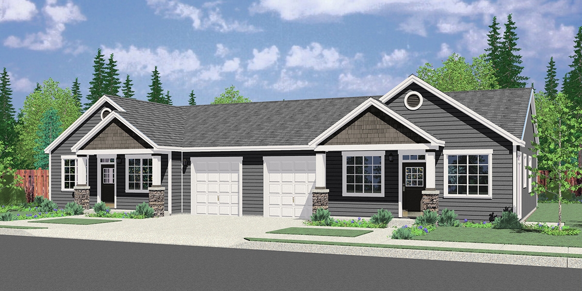 Duplex House Plans Designs One Story Ranch 2 Story Bruinier 