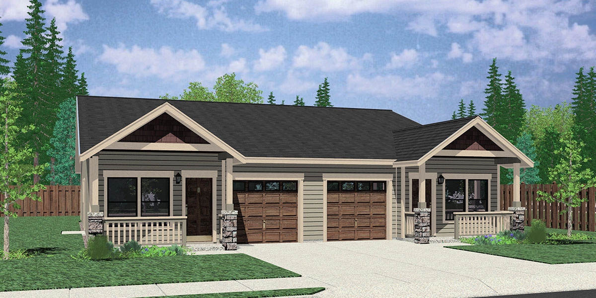 Duplex House Plans Designs One Story Ranch 2 Story Bruinier