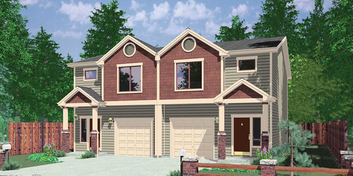 Duplex House Plans Designs One Story Ranch 2 Story Bruinier 