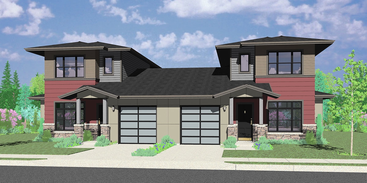 Duplex House Plans Designs One Story Ranch 2 Story Bruinier