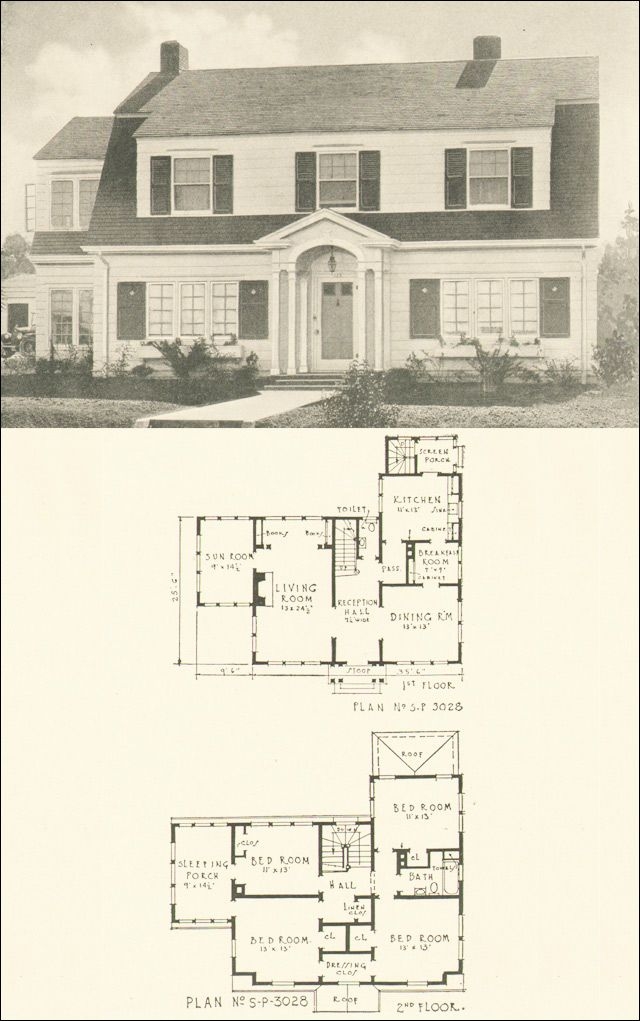 Dutch Colonial Revival 1920s House Plan No 3028 Southern Pine