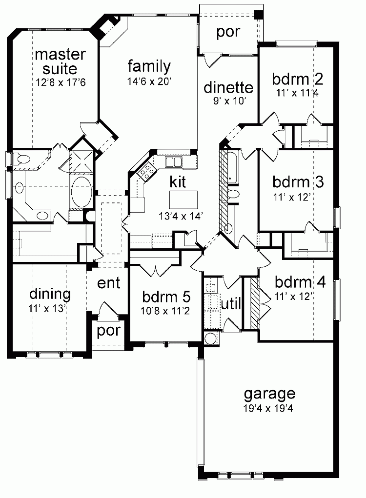 Floor Plan 5 Bedrooms Single Story Five Bedroom New American