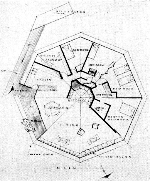 Floor Plan Of The Chemosphere House In Los Angeles Taken From P70
