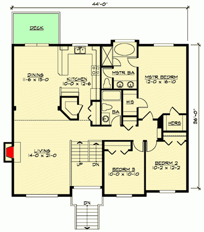 Four Bedroom 2508 Square Foot Split Level House Plan 23443JD