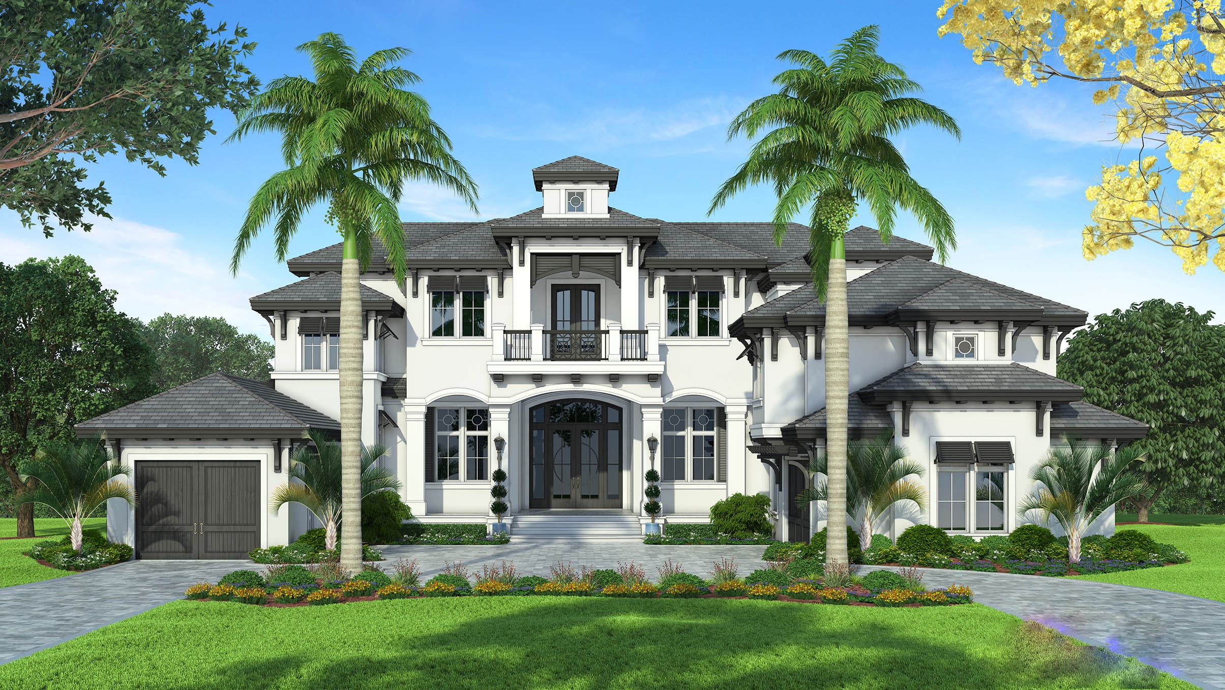 Grand Florida House Plan With Junior Master Suite 66370WE 