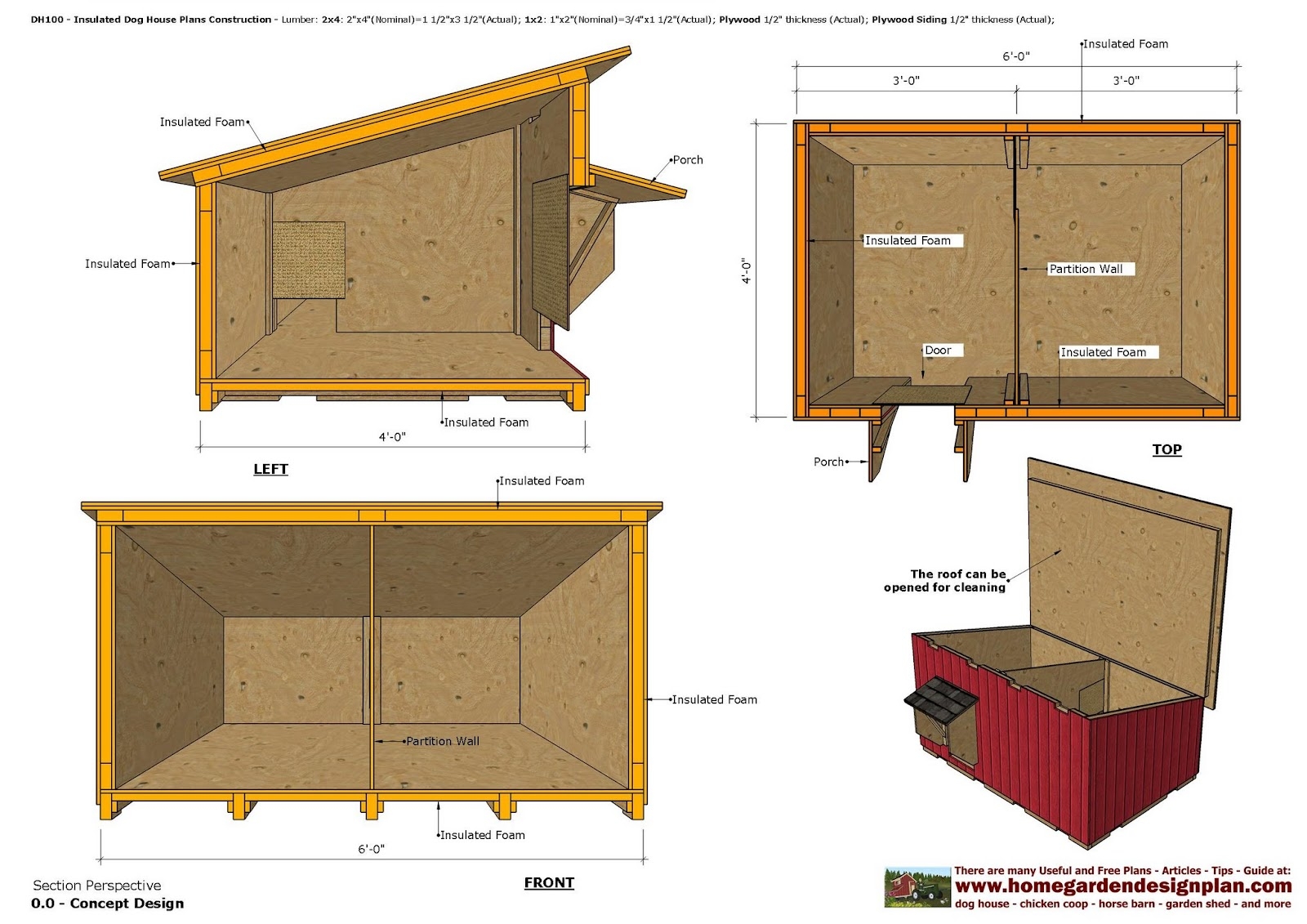 Home Garden Plans DH100 Insulated Dog House Plans Dog House Design 