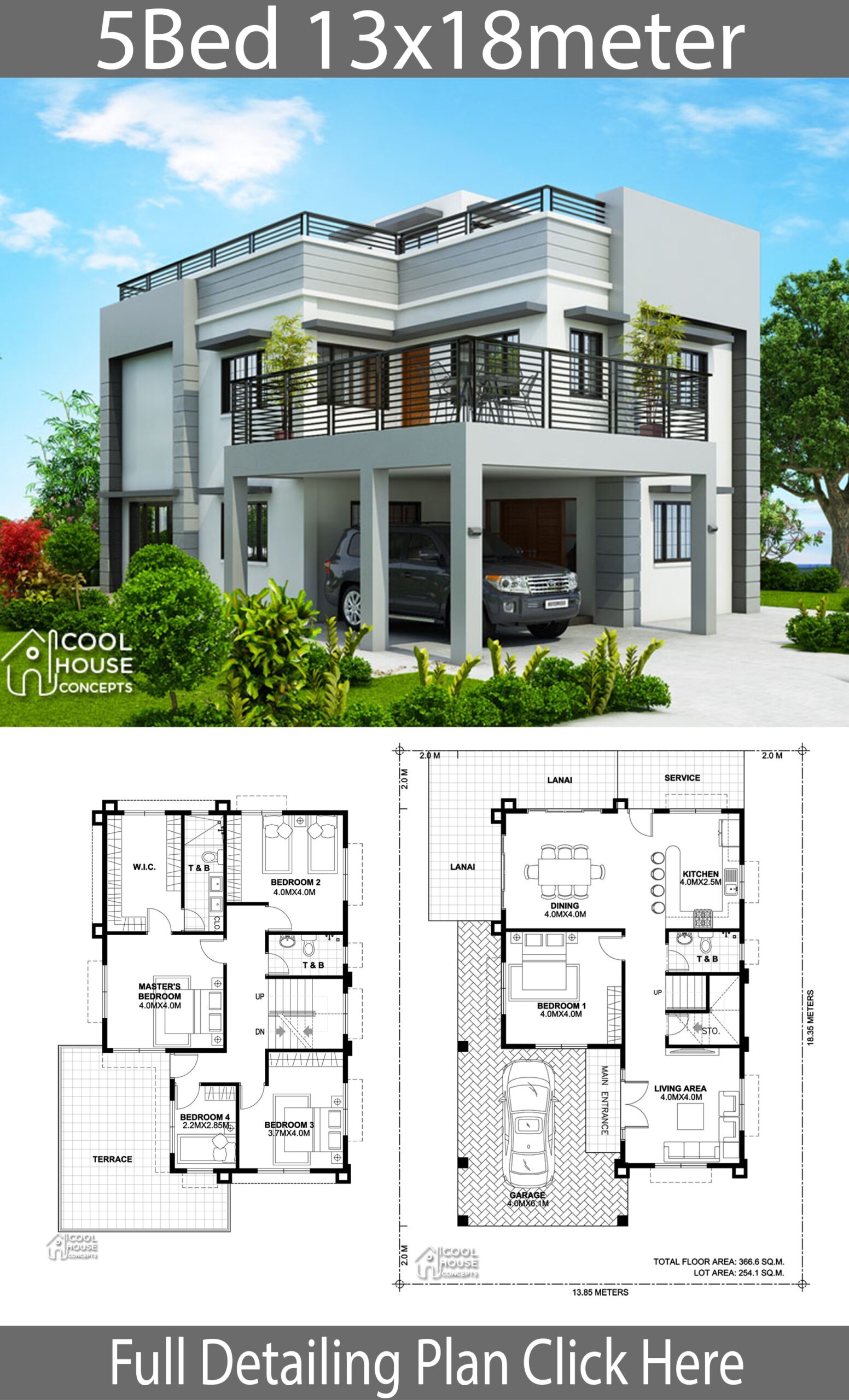 House Design Plan 15 5x10 5m With 5 Bedrooms E1B