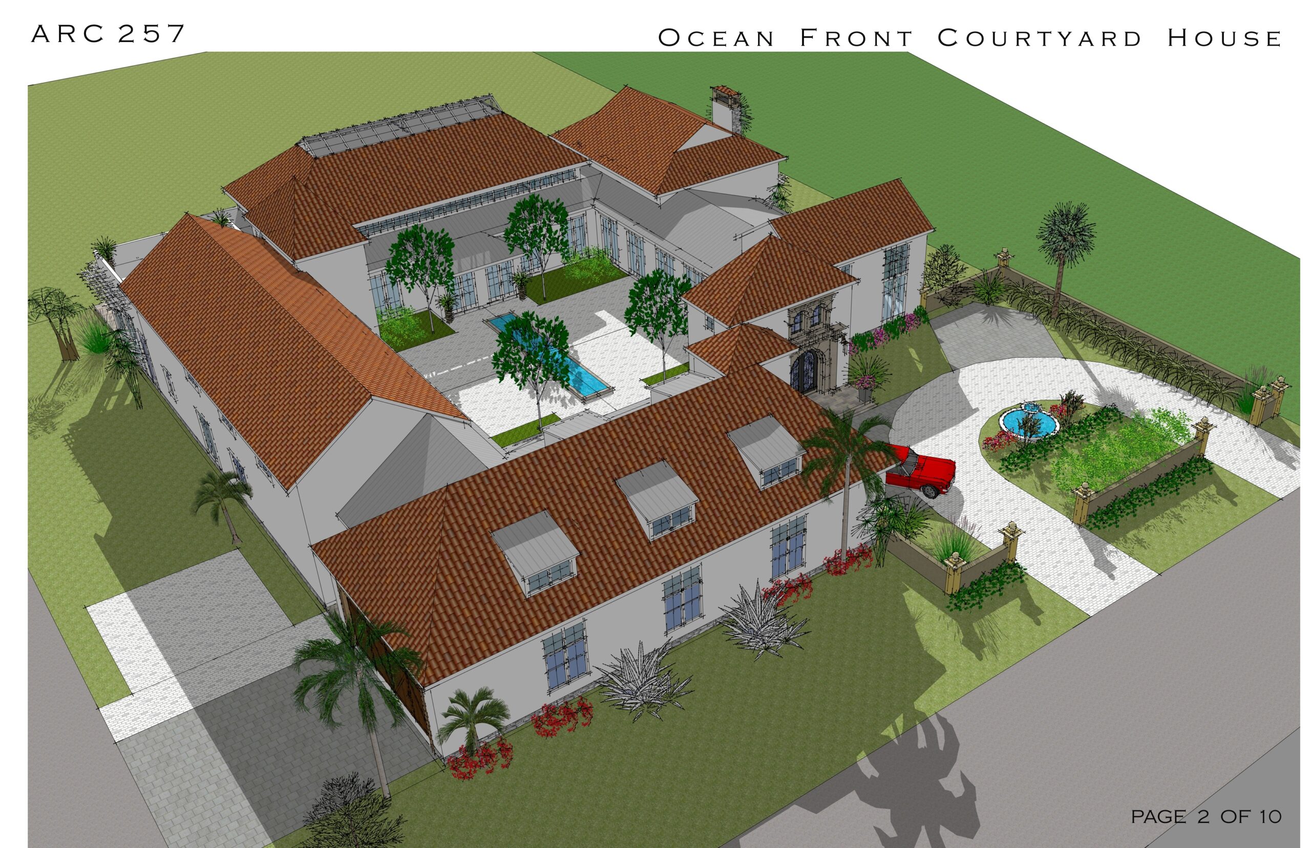 Large Home Plans Designed By Arcadia Design Oceanfront Courtyard 