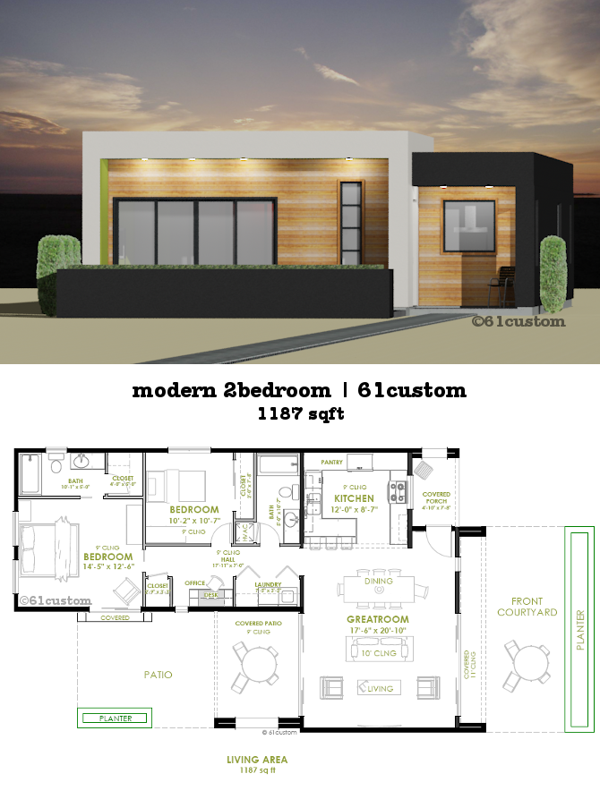 Low Budget Modern 2 Bedroom House Design Floor Plan BESTHOMISH