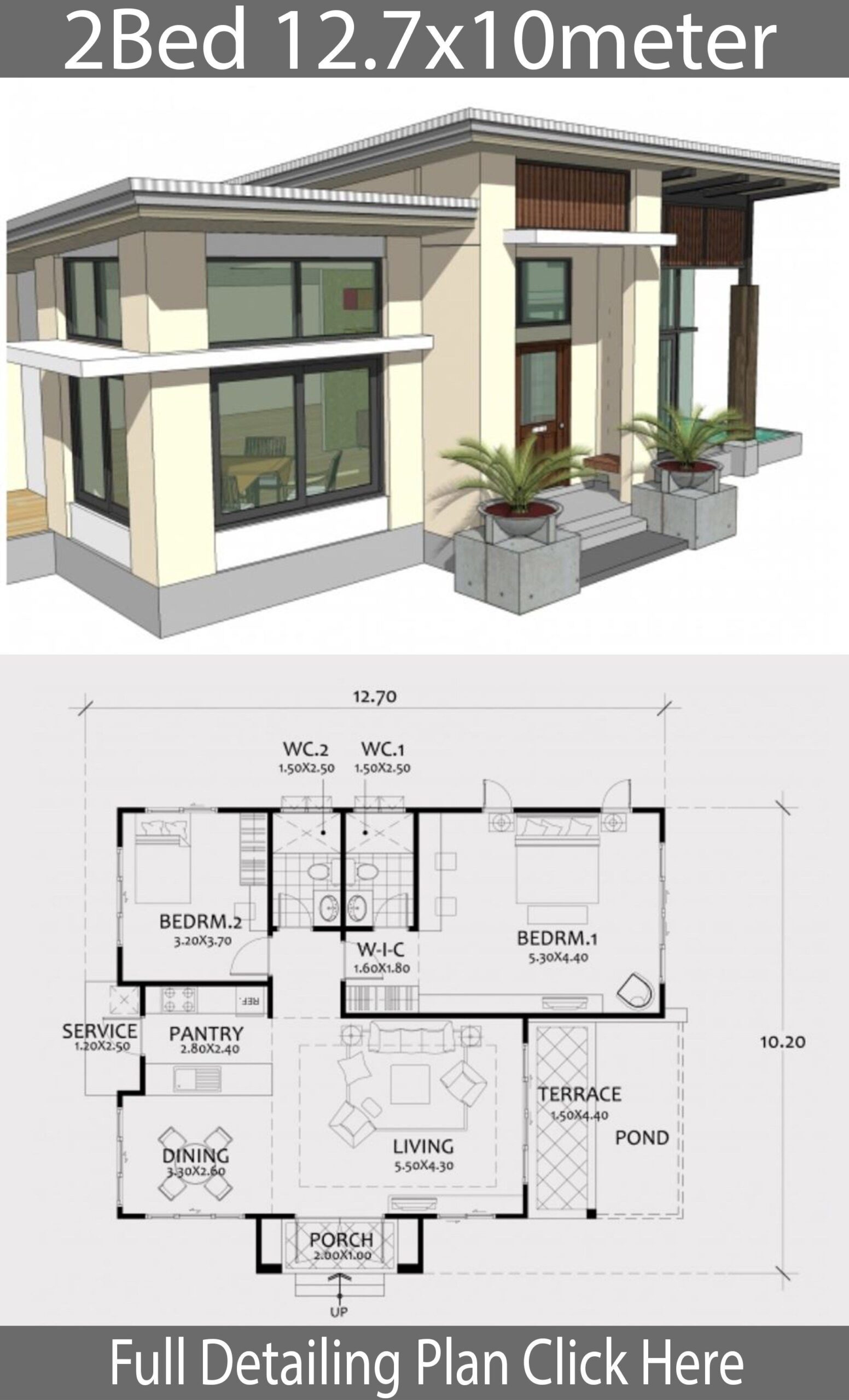 Low Budget Modern 2 Bedroom House Design Floor Plan BESTHOMISH