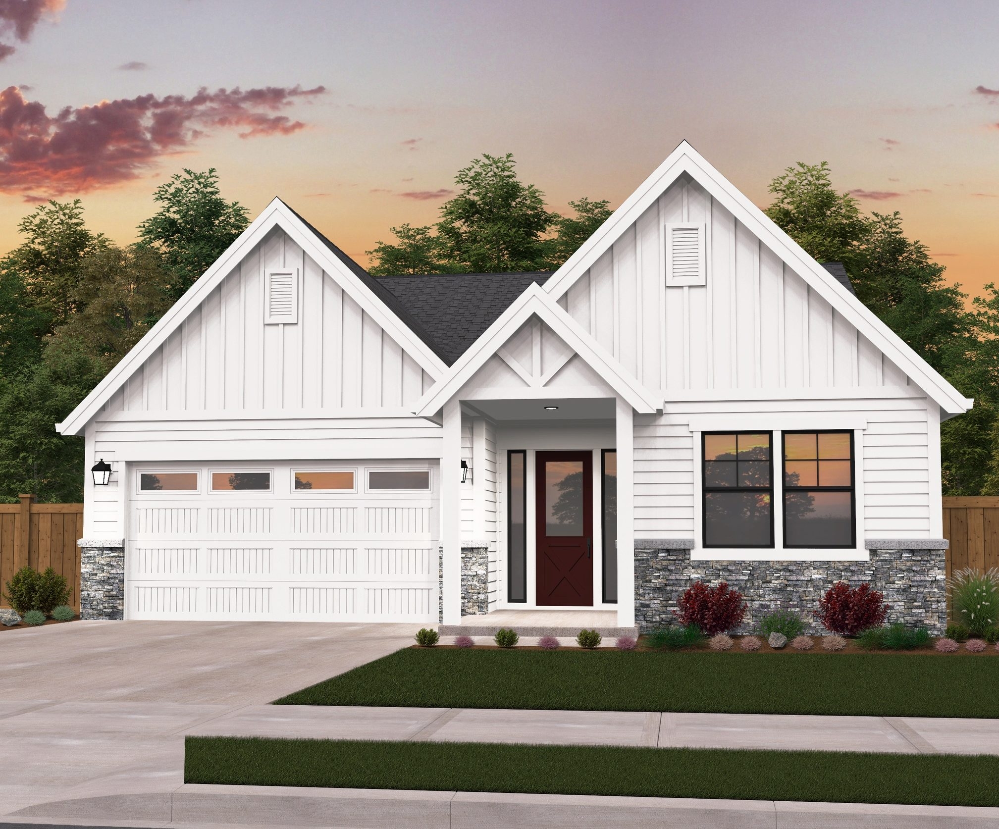 Midwest House Plan One Story Farmhouse Home Design