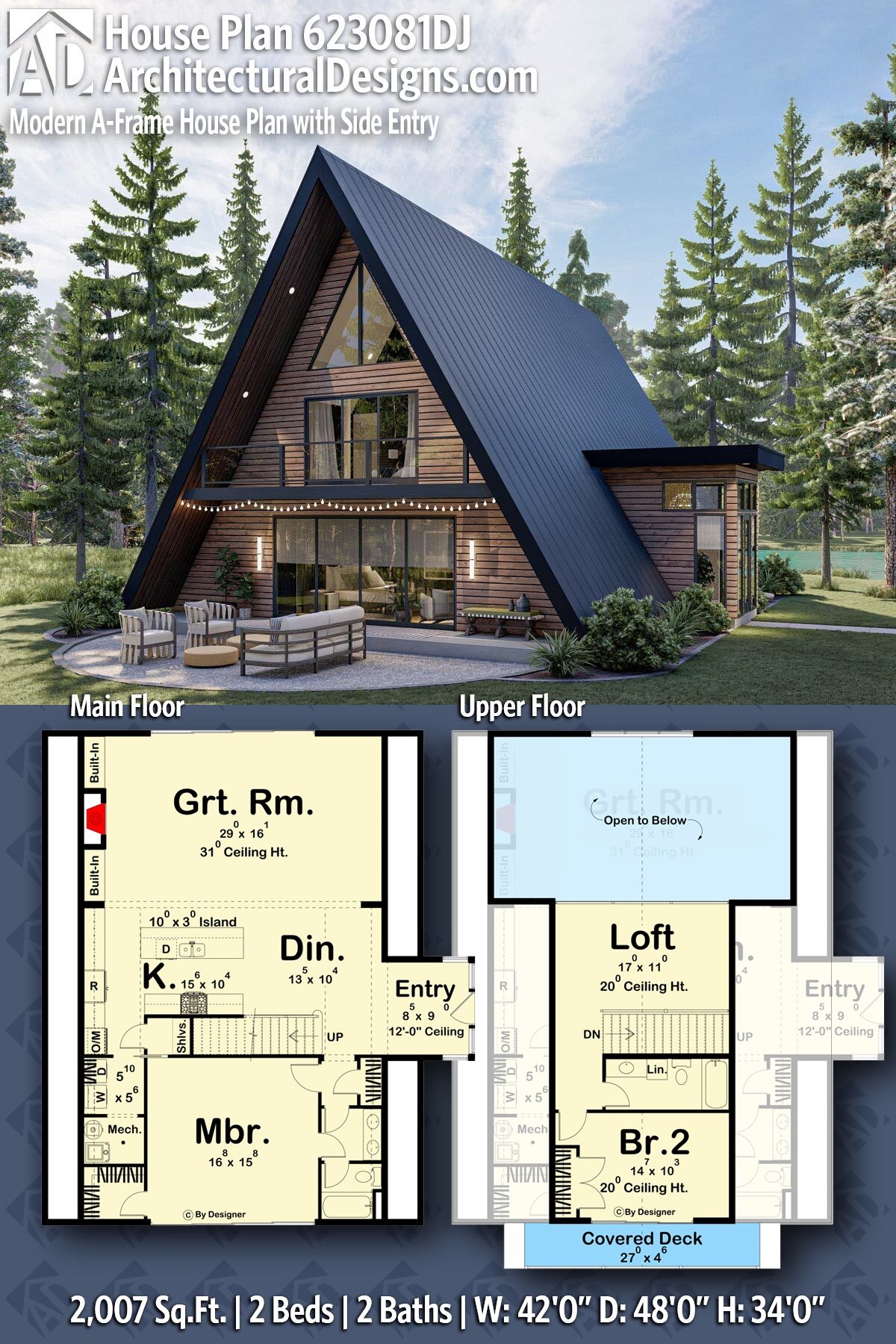 Modern A Frame House Plan With Side Entry 623081DJ Architectural 