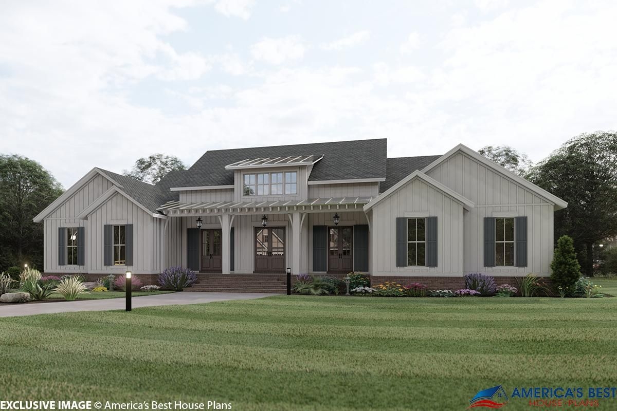 Modern Farmhouse Plan 3 076 Square Feet 4 Bedrooms 3 5 Bathrooms 