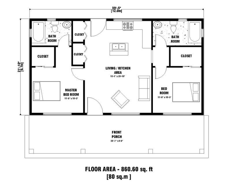 Modern Tiny House Plans 2 Bedroom 2 Bathroom With Free Etsy Artofit