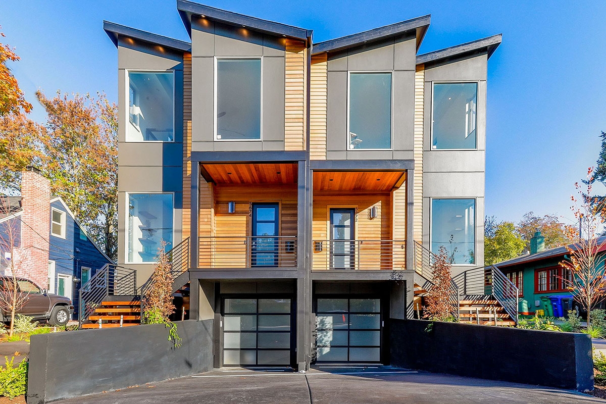 Modern Two Family House Plan With Matching 3 Bed Units 85260MS