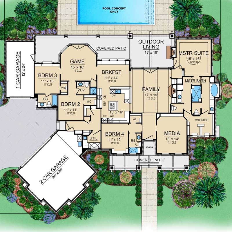 Mountain rustic House Plan 4 Bedrooms 4 Bath 3065 Sq Ft Plan 63 593