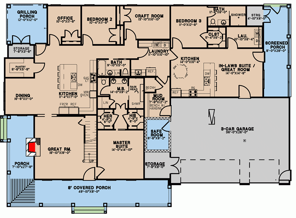 Multi Generational Modern Farmhouse With Wraparound Porch 70759MK 