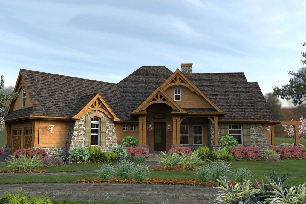 One Story Mountain Lodge Craftsman House Plan By David Wiggins Called 