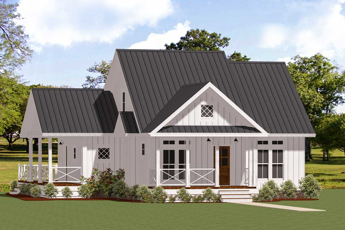Plan 46367LA Charming One Story Two Bed Farmhouse Plan With Wrap