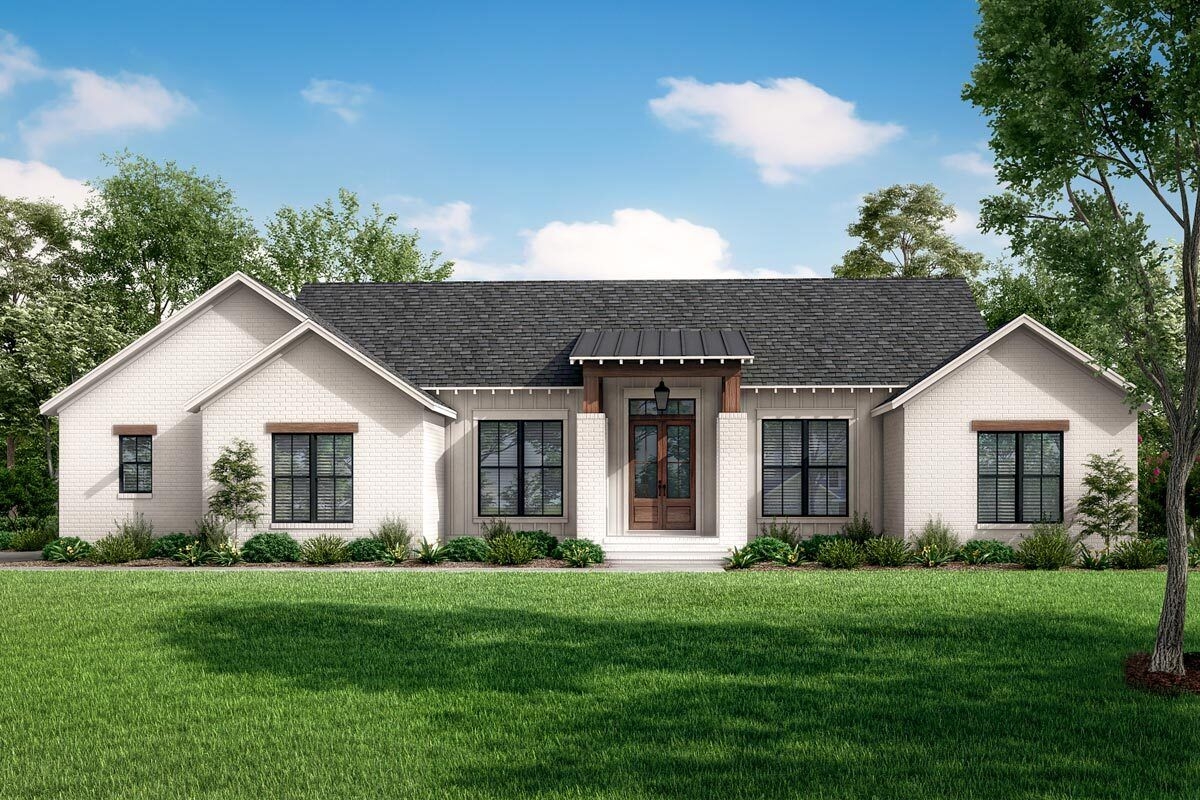 Plan 51861HZ One story Contemporary Texas Ranch Home Plan With 3 Beds 