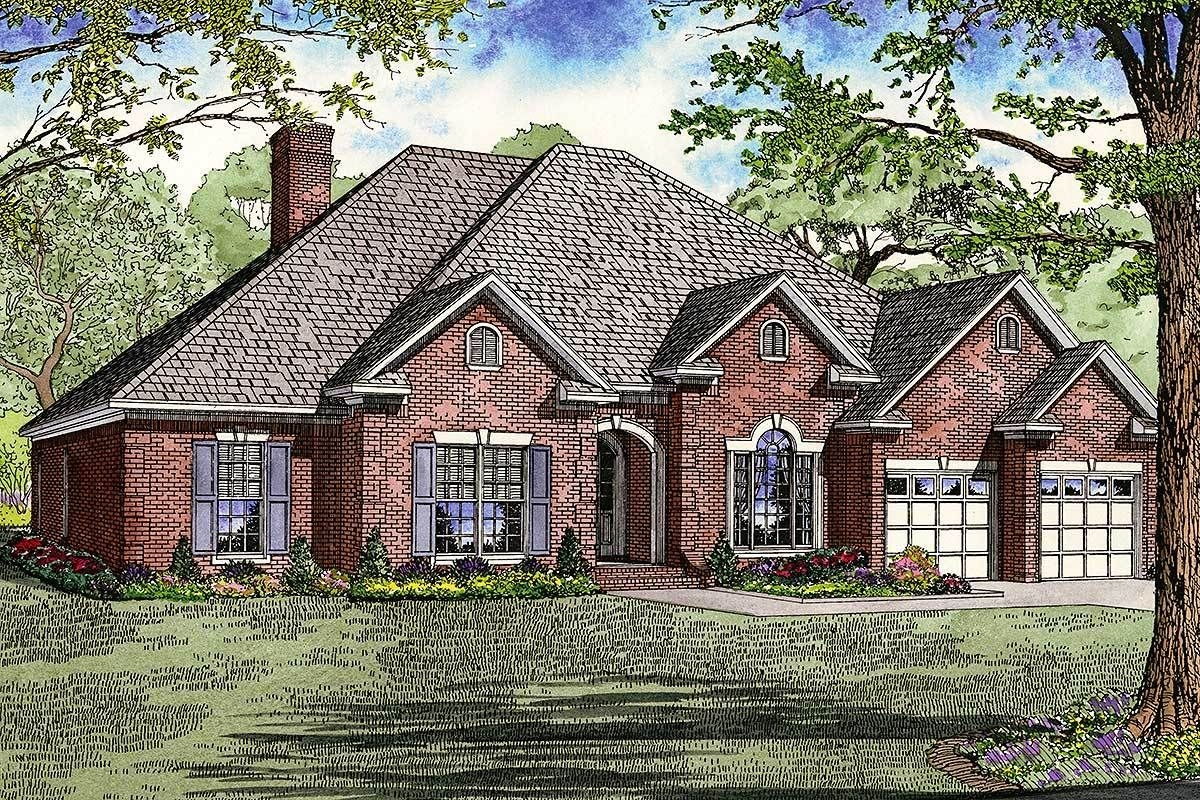 Plan 59811ND One Story House Plan With A Stately Brick Exterior 2525