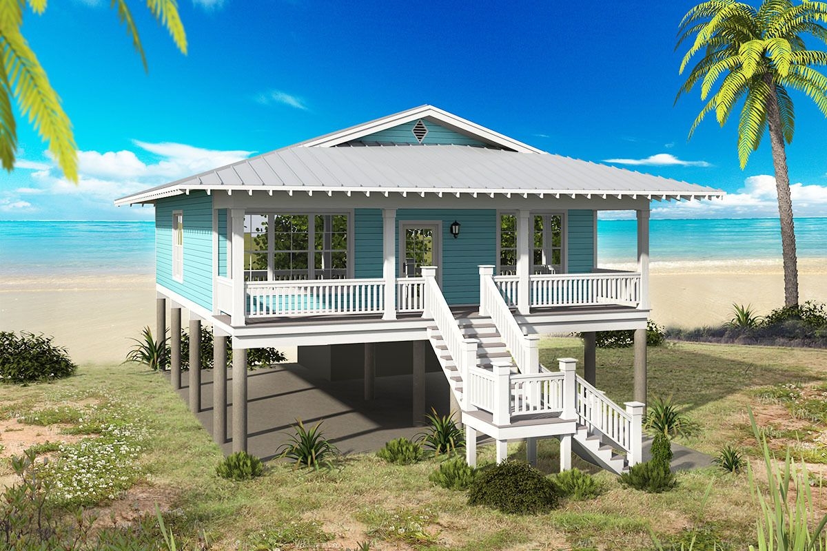 Plan 68480VR 2 Bed Beach Bungalow With Lots Of Options Coastal House