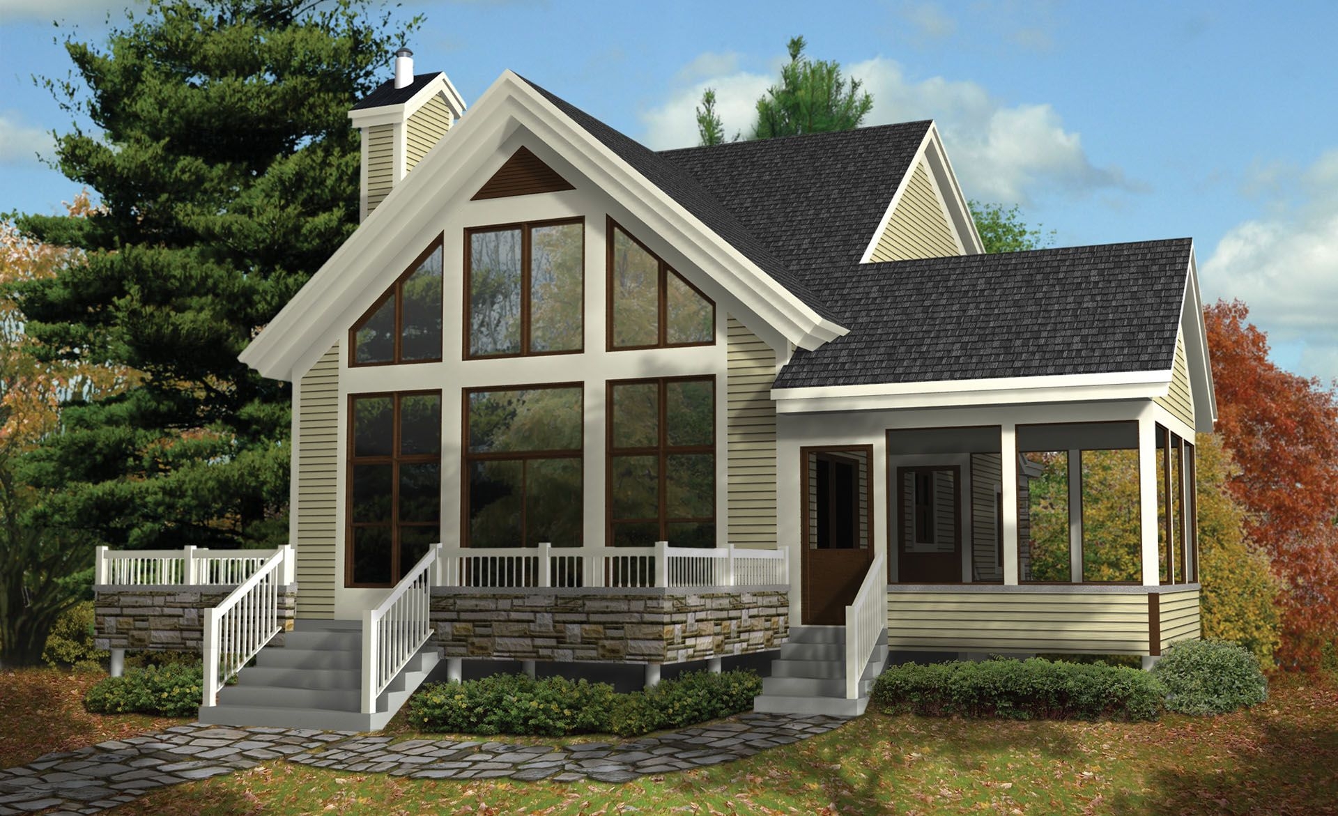 Plan 80817PM 2 Story Cottage With 3 Season Screened Porch Vacation 