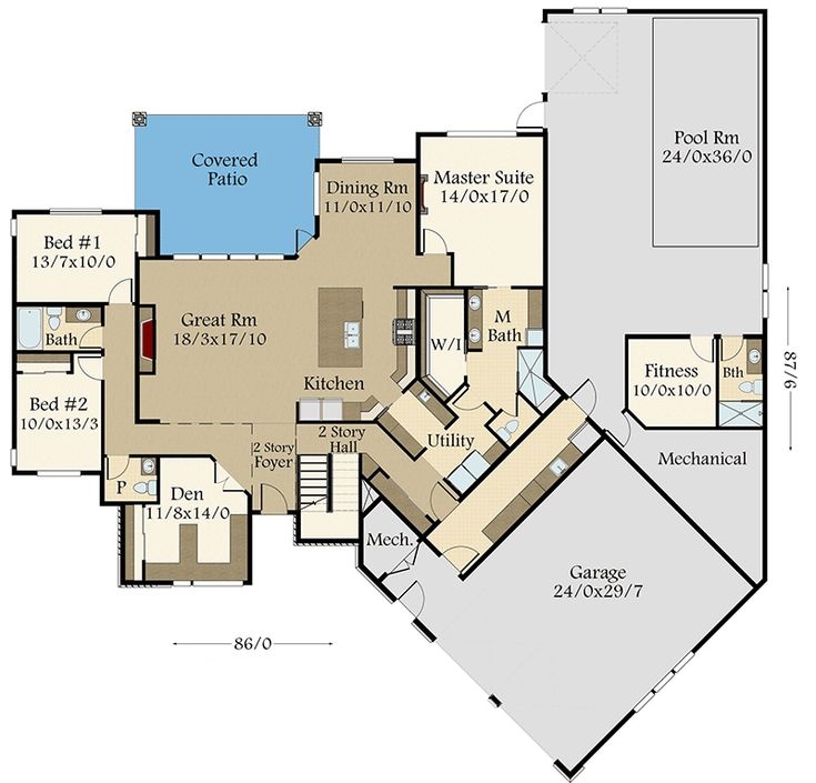 Plan 85270MS 2 Story Modern Home Plan With Indoor Pool Pool House