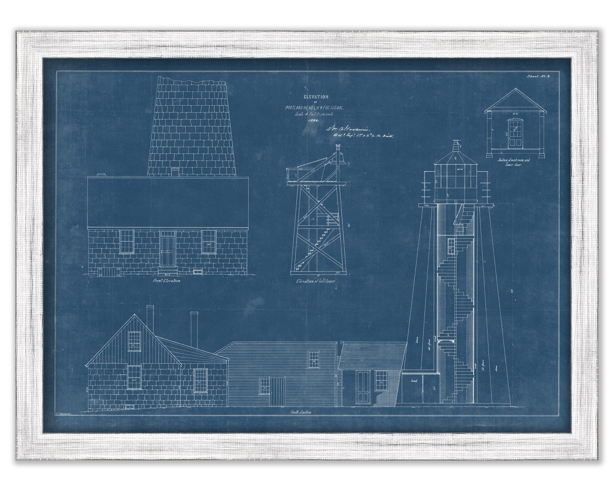 PORTLAND HEAD LIGHTHOUSE Portland Harbor Maine Blueprint Etsy