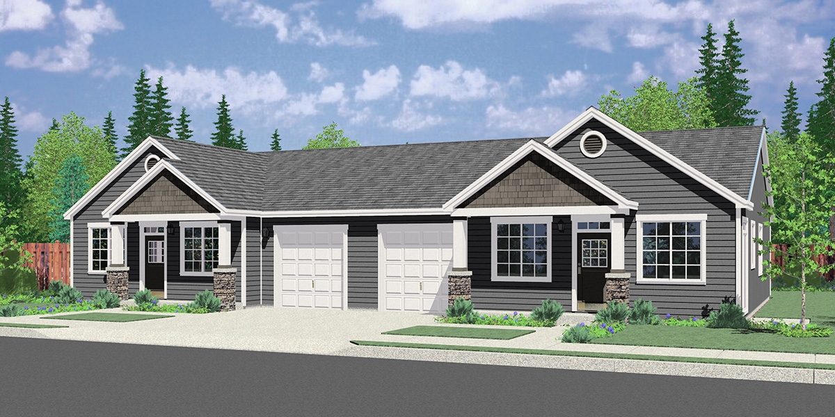 Ranch Duplex One Level 1 Story House Plans D 459 Bruinier Associates