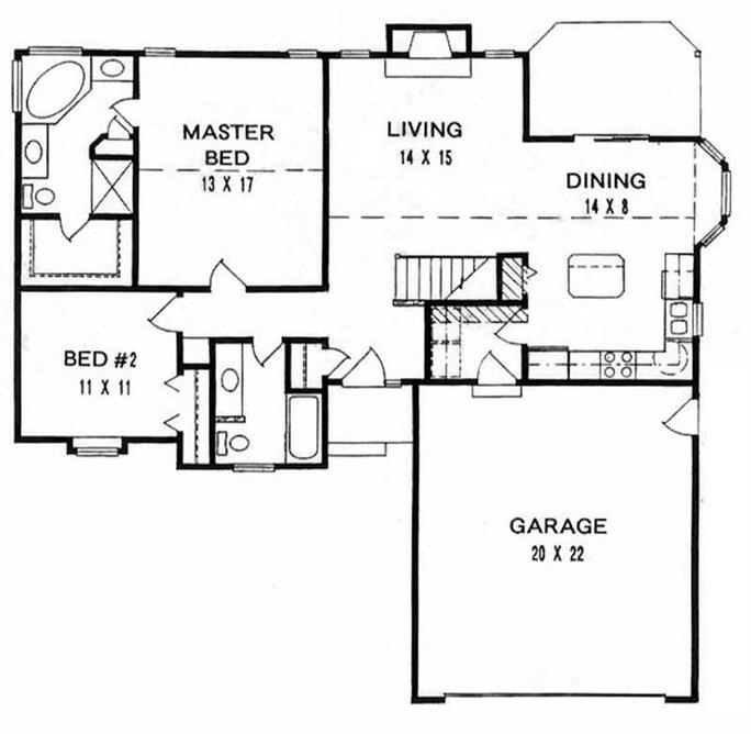 Ranch Home With 2 Bdrms 1200 Sq Ft House Plan 103 1099 TPC